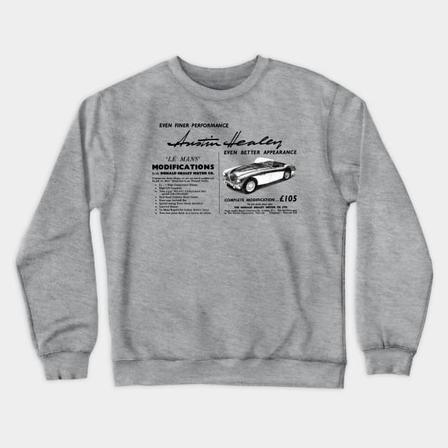 AUSTIN HEALEY 3000 - advert Crewneck Sweatshirt by Throwback Motors